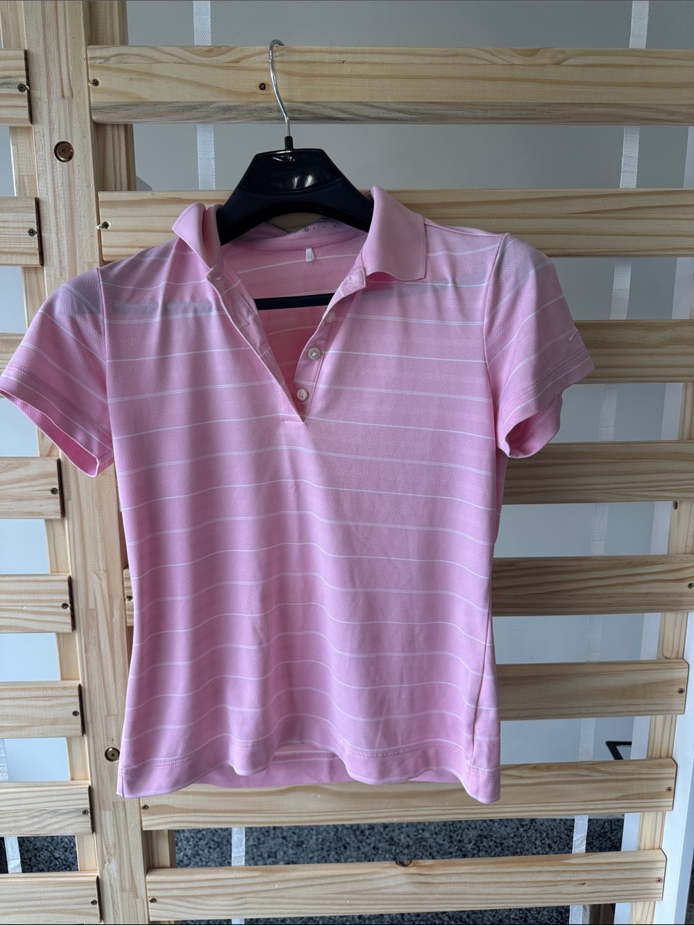 Nike Golf Pink Striped Short Sleeve Polo Tee